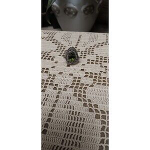 Chrome Diopside silver plate poison box ring size 8.5